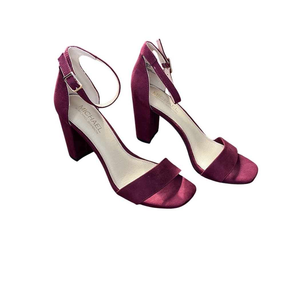 Michael by Michael Shannon Stella Burgundy Block Heel Sandals Sz 8.5